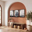 Contemporary Wall Decor Paris Skyline Watercolour Grey Art wall art displayed on a wall in a styled room — view 9