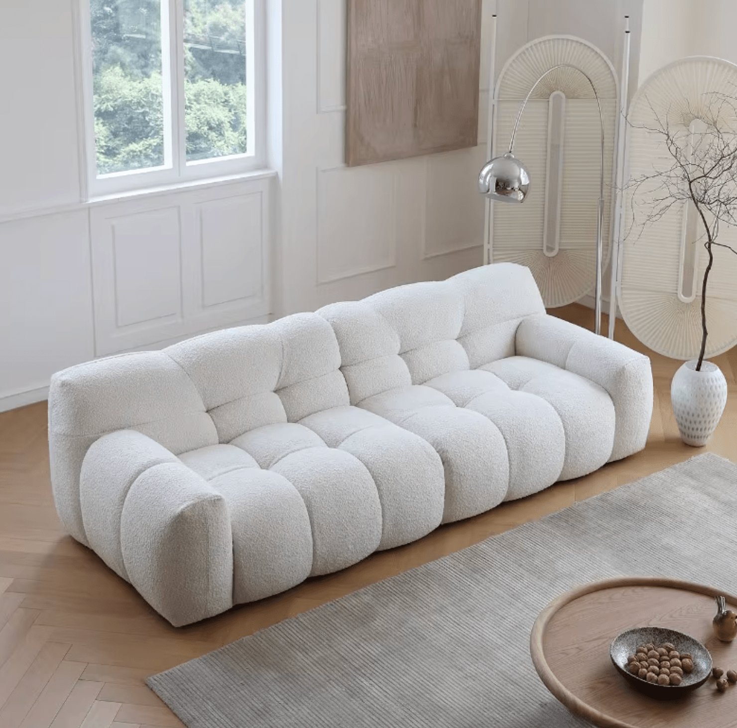 Cora Three Seater Sofa, Boucle
