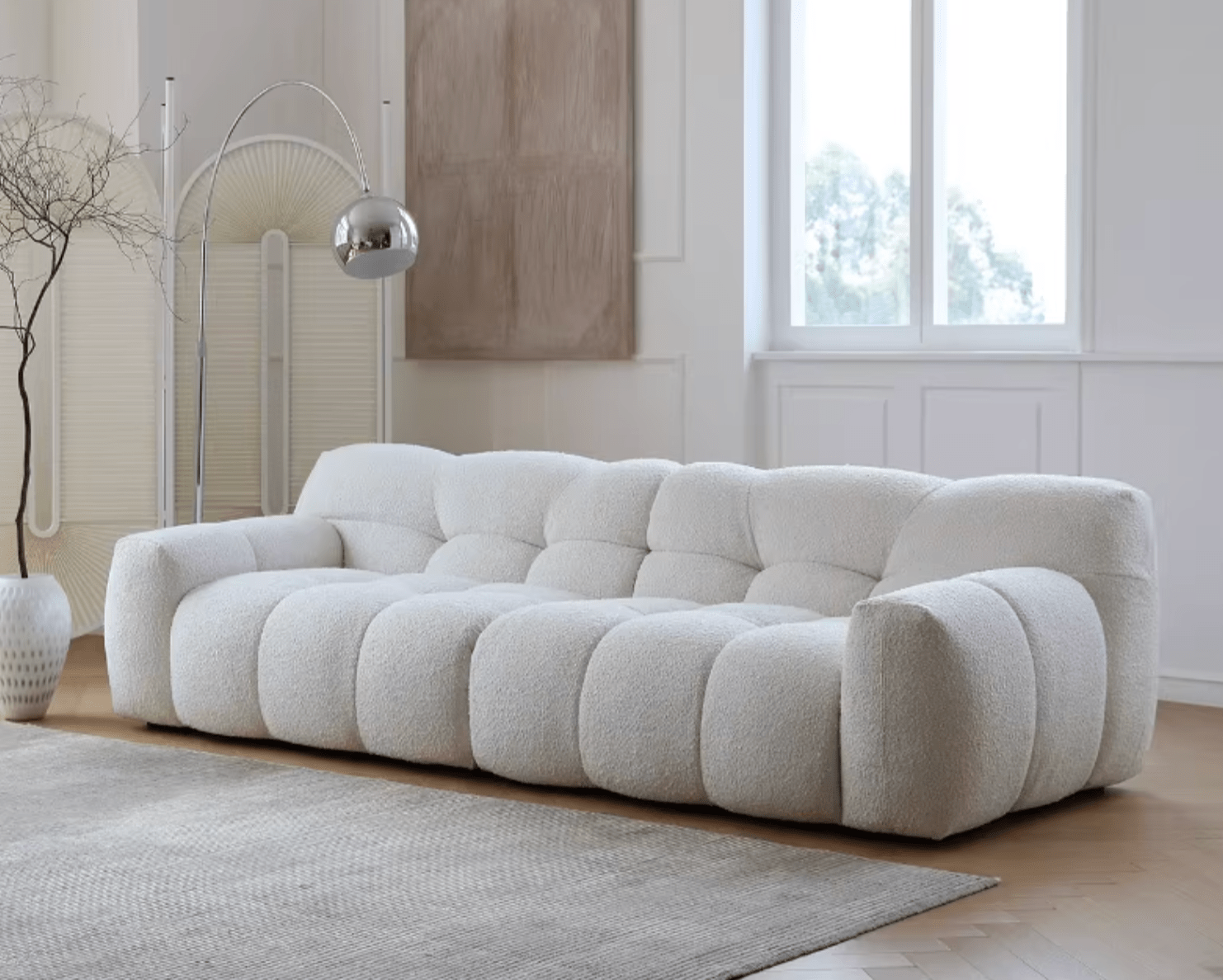 Cora Three Seater Sofa, Boucle