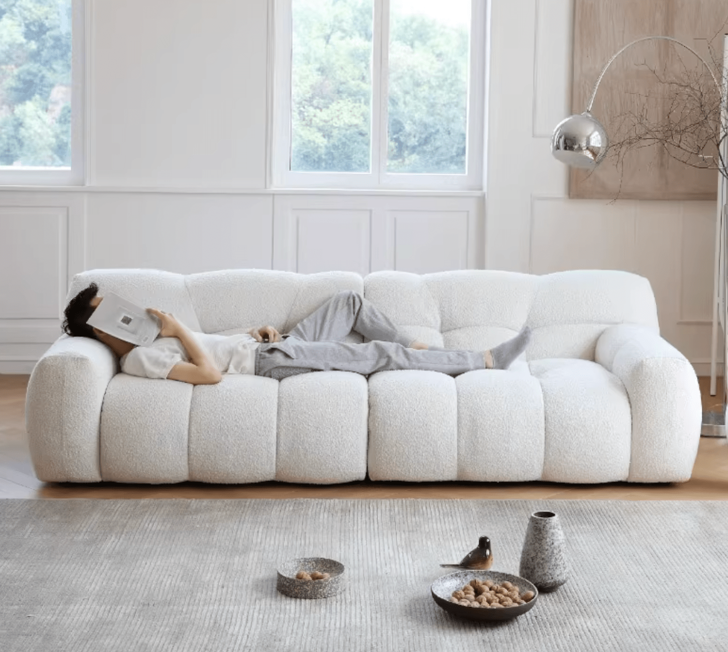 Cora Three Seater Sofa, Boucle