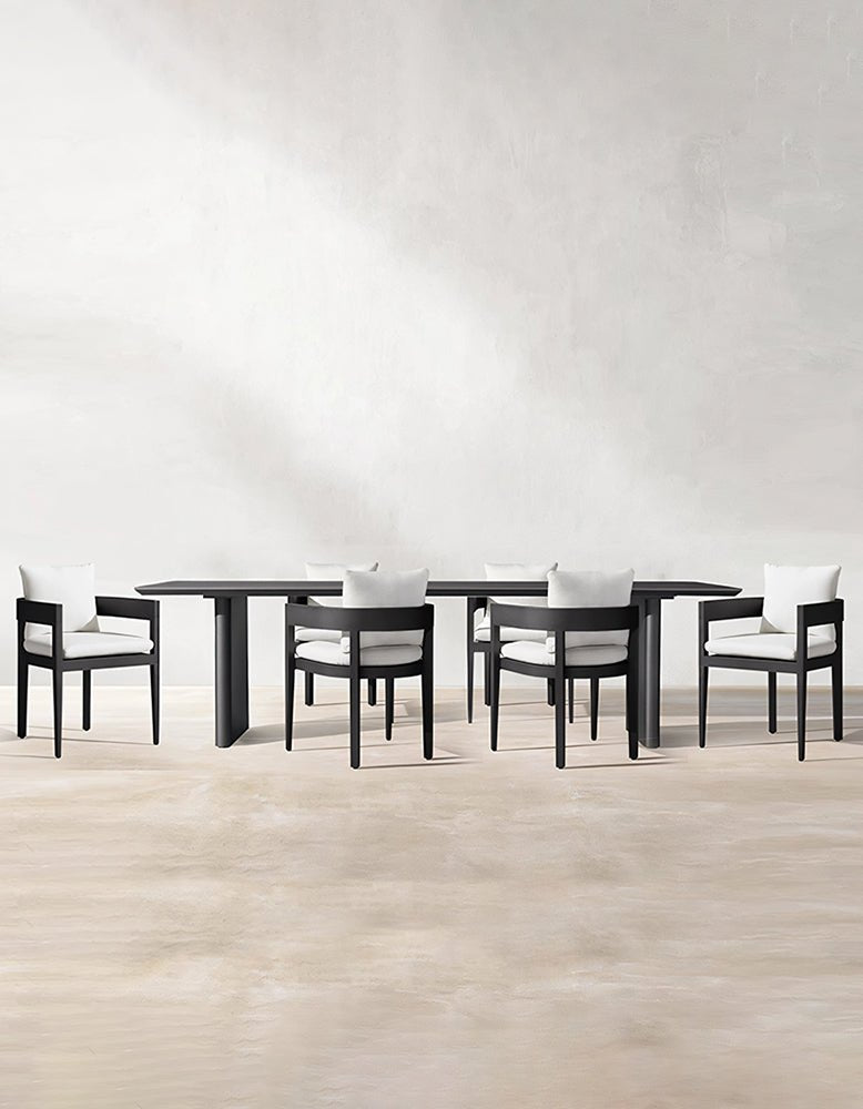 Cortez Outdoor Dining Table Set, Black