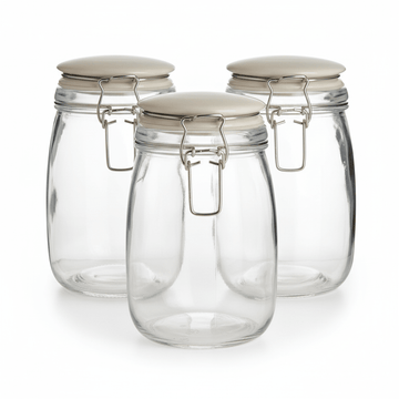 Country Cottage Set of 3 Glass Jars in a Basket