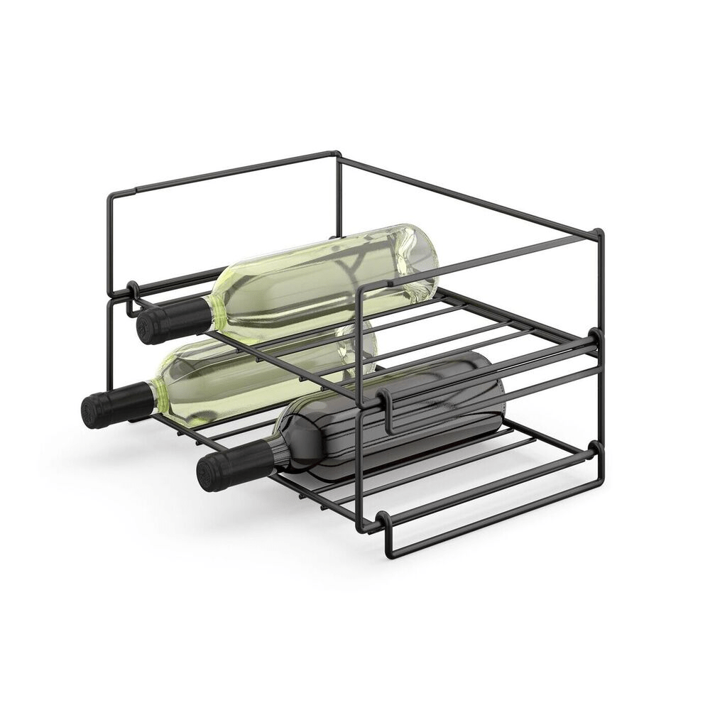 Cubeto Premium Stackable Wine Rack - Powder Coated Black Steel Storage Solution