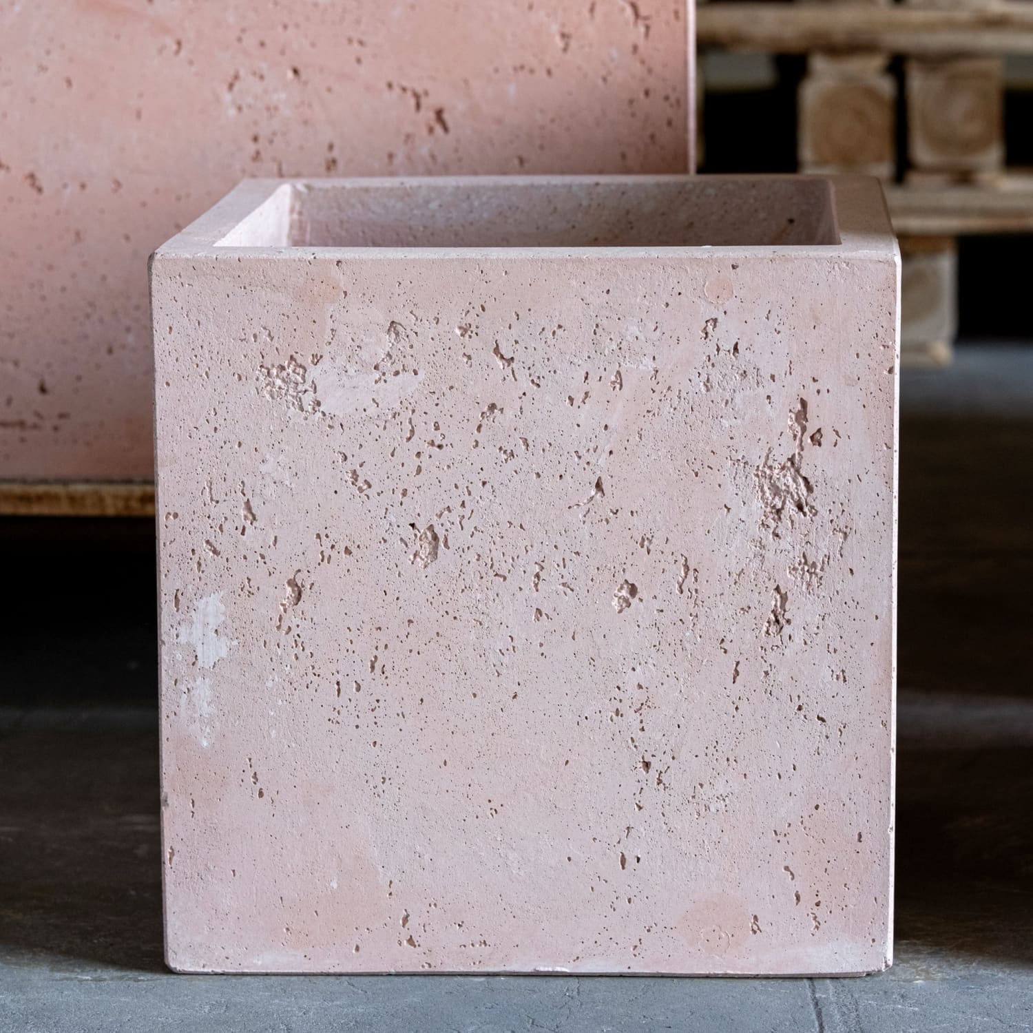Cubrosa | Blushstone – 55cm Extra Large Square Concrete Planter – 115L Modern Plant Pot