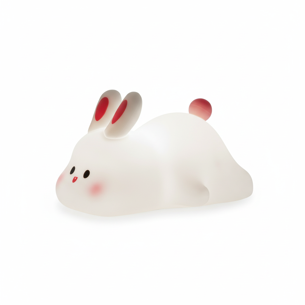 Cute LED Night Light Touch Sensor Cartoon Kid's Nightlights Big Face Rabbit Silicone Night Light Christmas Gift Bedside Lamp Home Decor