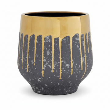 Cyrus Grey and Gold Finish Planter