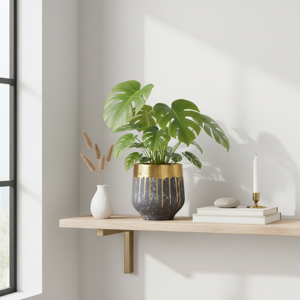 Cyrus Grey and Gold Finish Planter
