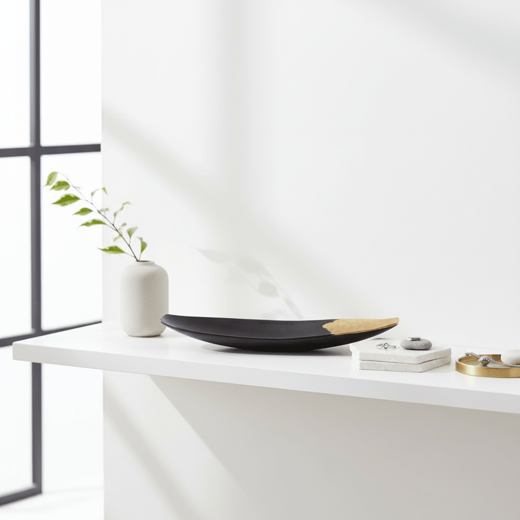 Daito Black and Gold Boat Dish
