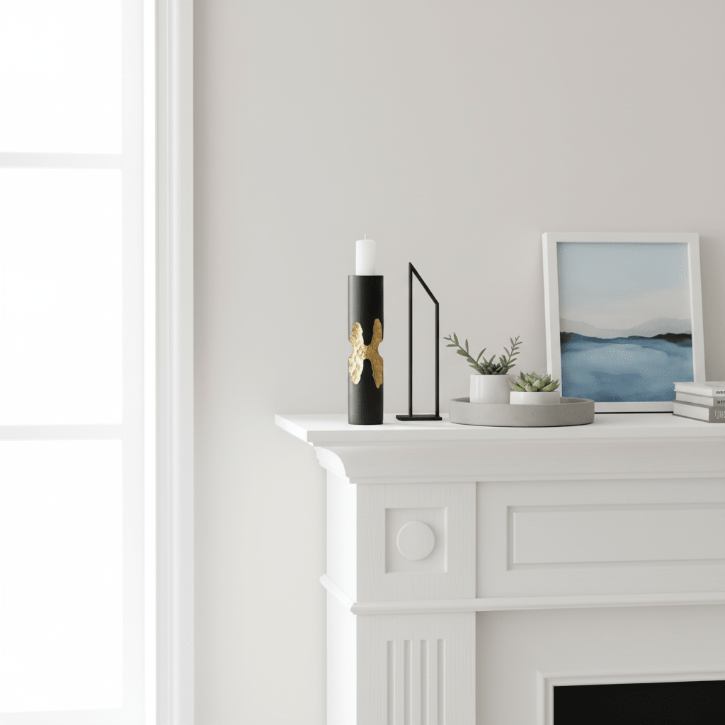 Daito Large Black and Gold Finish Candle Holder