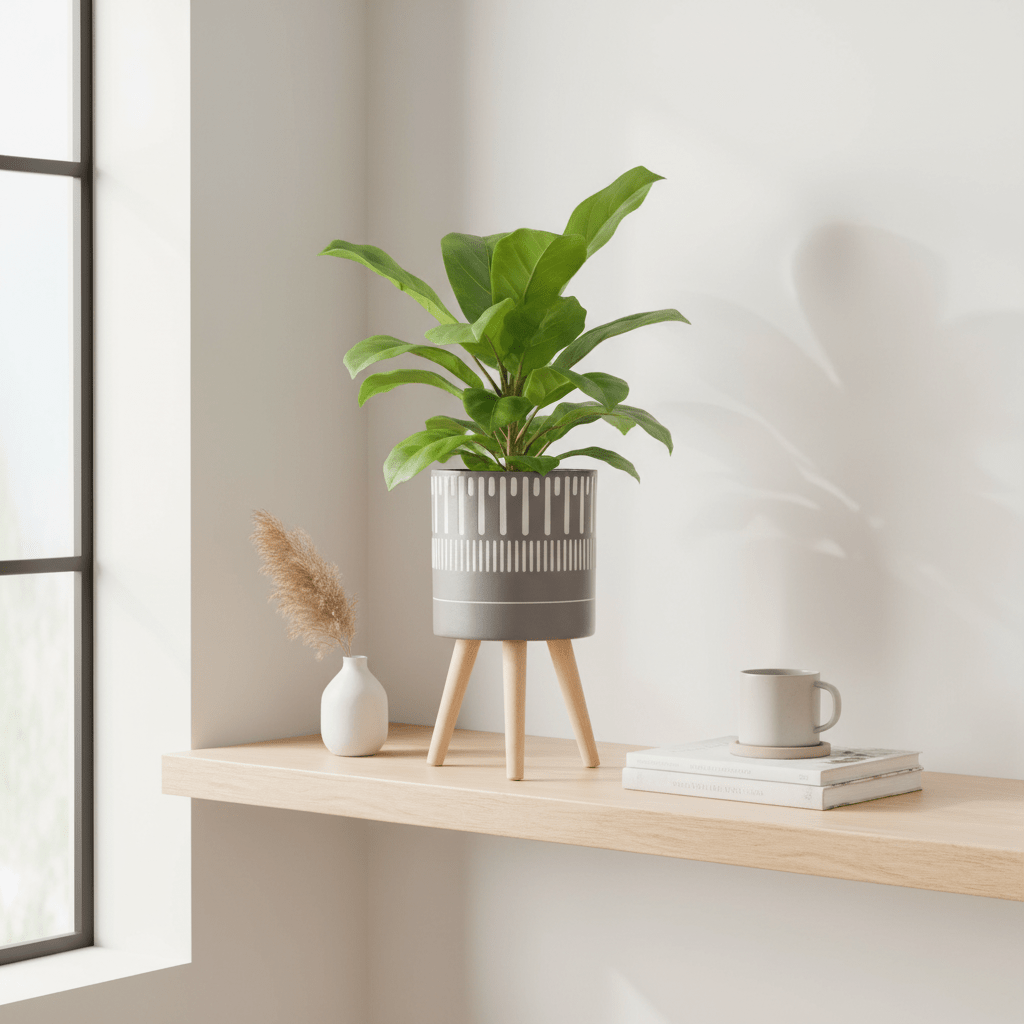 Darnell Large Black And White Finish Planter