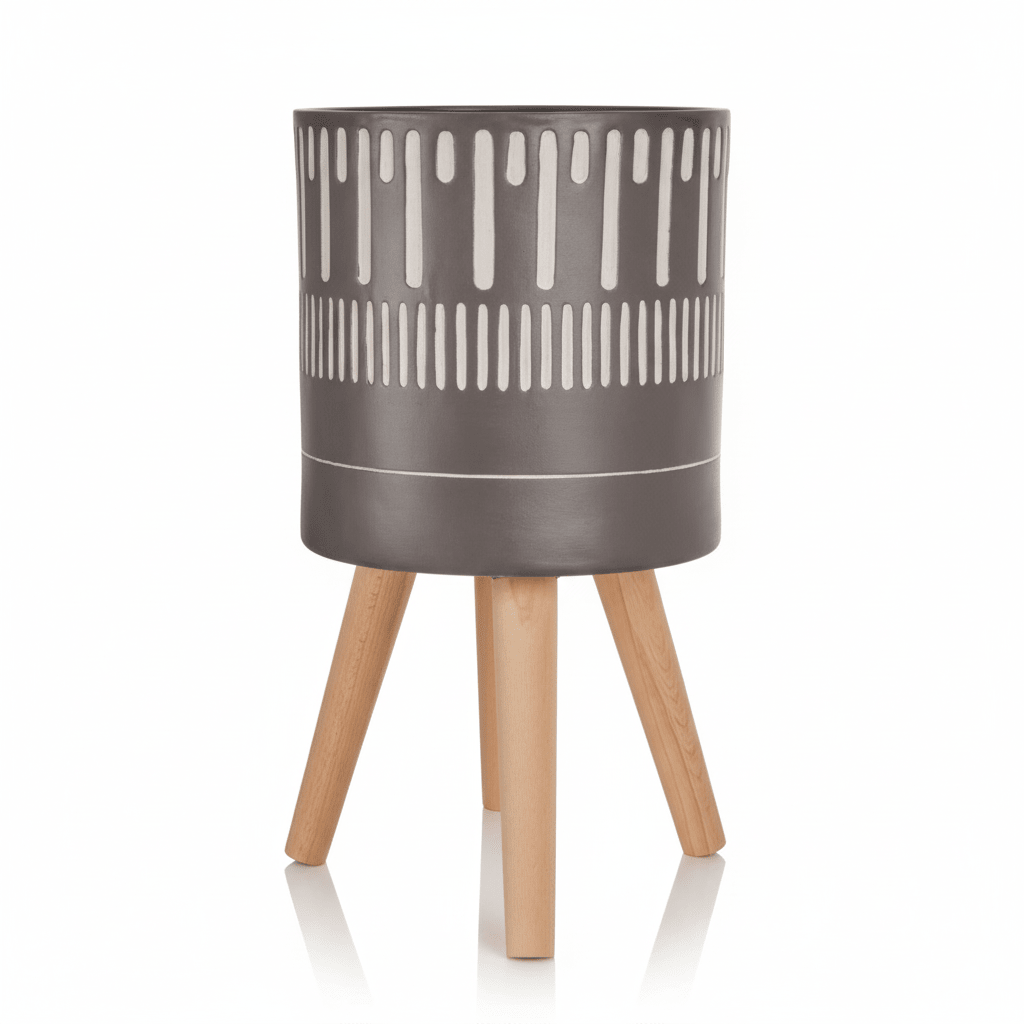Darnell Large Black And White Finish Planter