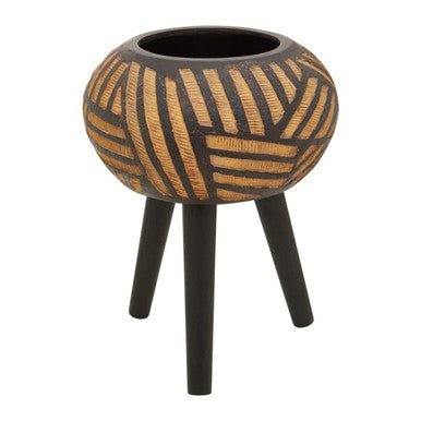 Darnell Natural And Black Tapered Planter