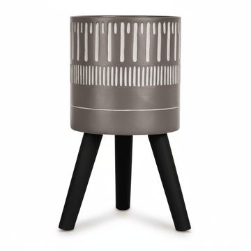 Darnell Small Black And White Finish Planter