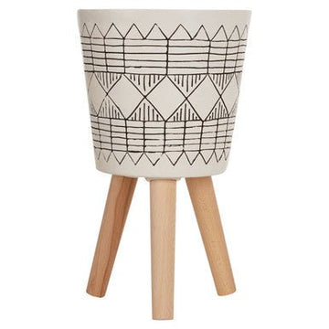 Darnell White And Black Small Planter