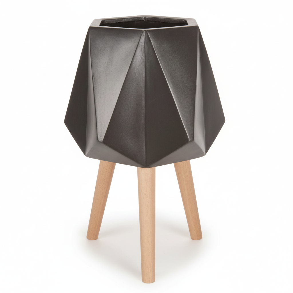 Darnell Black Multifaceted Planter - 62cm