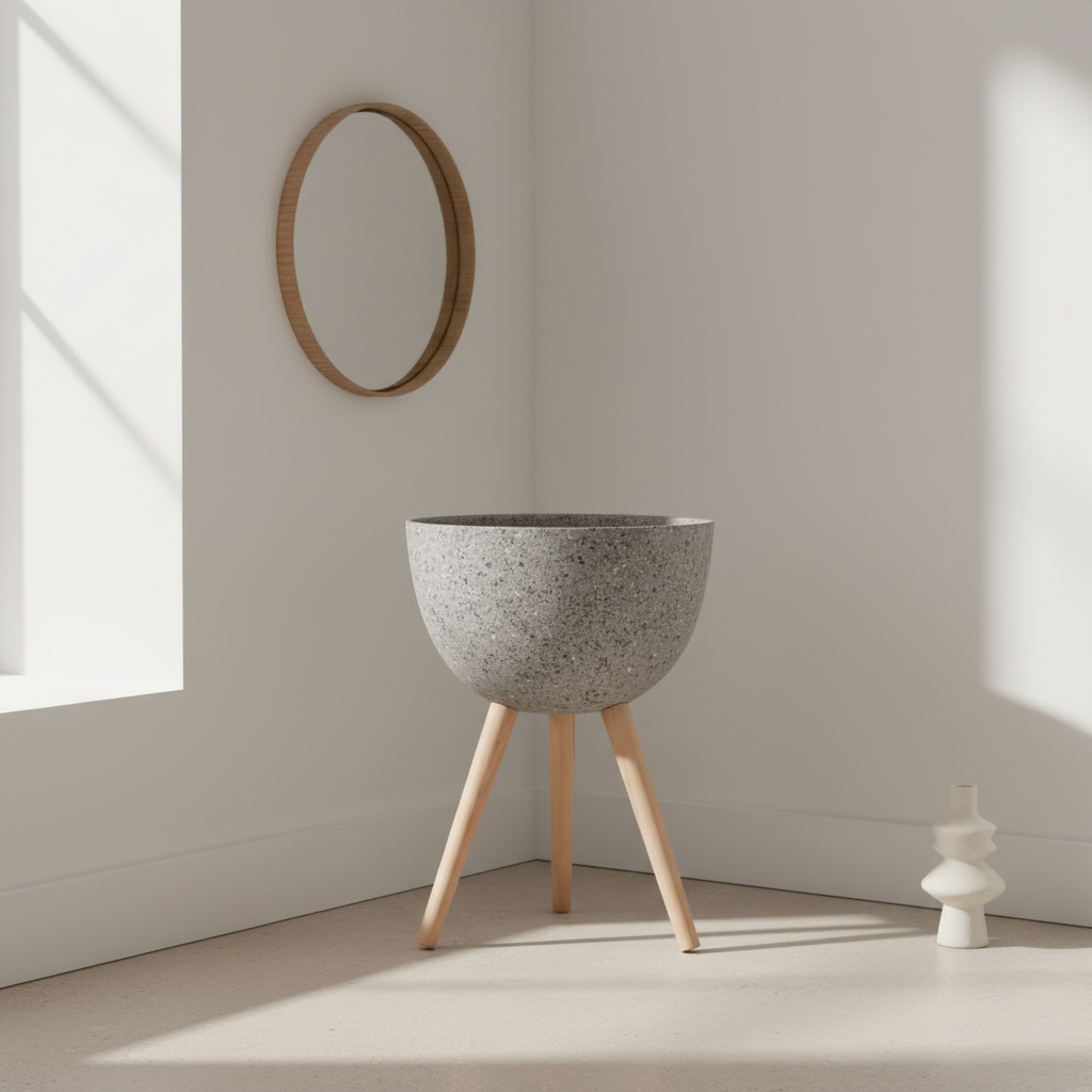 Darnell Large Grey Speckled Planter