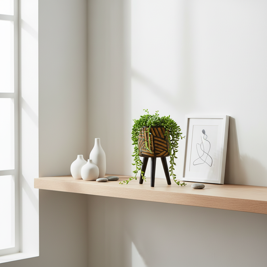 Darnell Natural And Black Planter With Angular Legs
