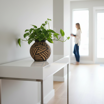 Darnell Round Natural And Black Planter