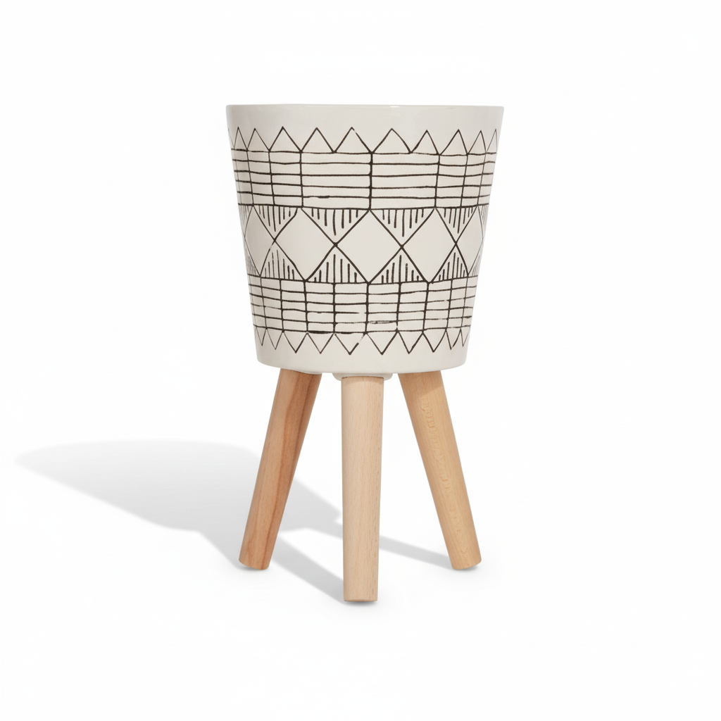 Darnell White And Black Small Planter