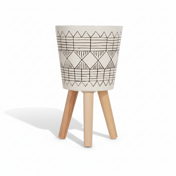 Darnell White And Black Small Planter