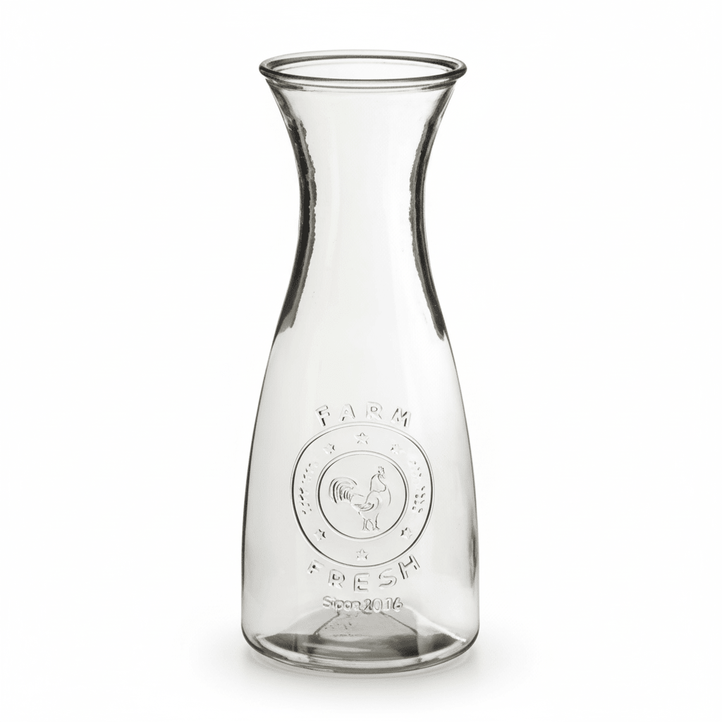 Dayla Clear Glass Embossed Farm Fresh Design 1000Ml Carafe