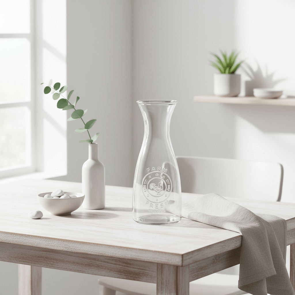 Dayla Clear Glass Embossed Farm Fresh Design 1000Ml Carafe