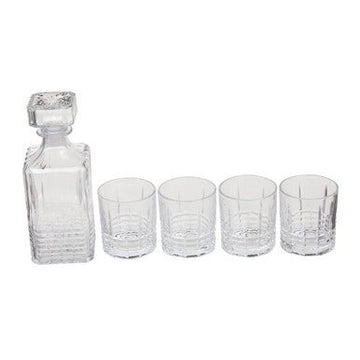 Dayla Ribbed Pattern Decanter With Four Glasses