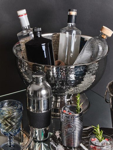 Dayla Set of Four Grey Ribbed Glass Tumblers