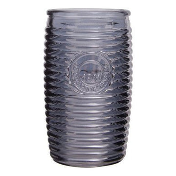 Dayla Set of Four Grey Ribbed Glass Tumblers