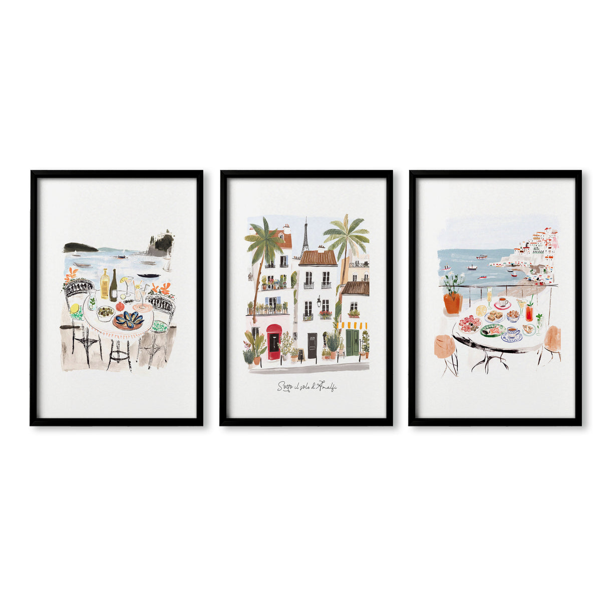 Decor for bathroom shown in a black frame