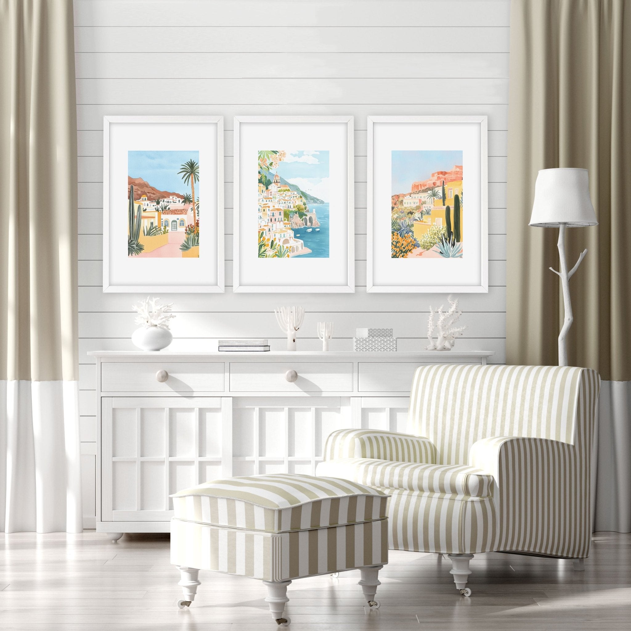 Decorative Pictures For Living Room | Set of 3 Beach Decor Wall art Prints