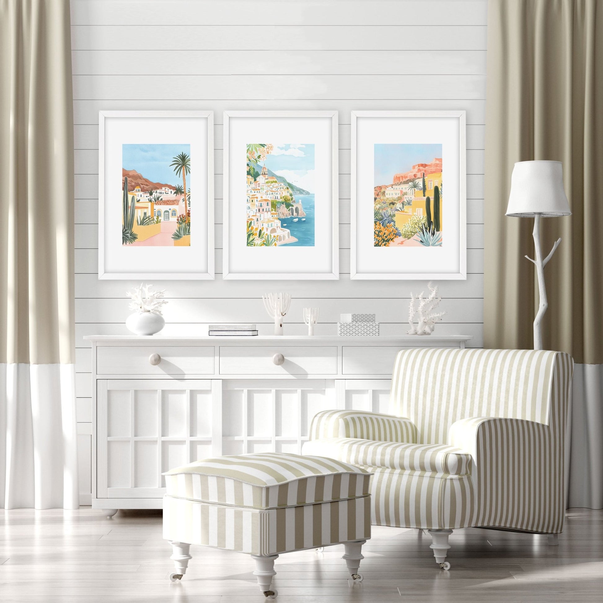 Decorative Pictures For Living Room | Set of 3 Beach Decor Wall art Prints