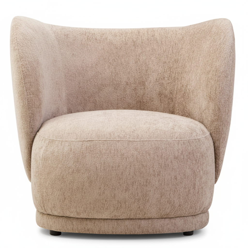 Delray Textured Chenille Effect Deep Stone Curve Chair