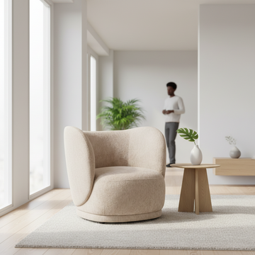 Delray Textured Chenille Effect Deep Stone Curve Chair