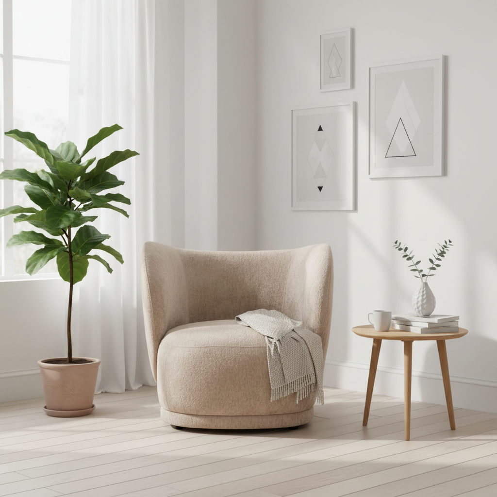 Delray Textured Chenille Effect Deep Stone Curve Chair