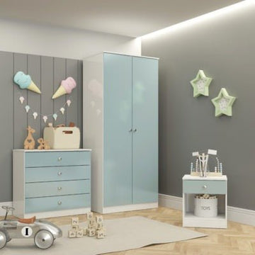 Denver Trio Bedroom Wardrobe Set Pink/White Gloss