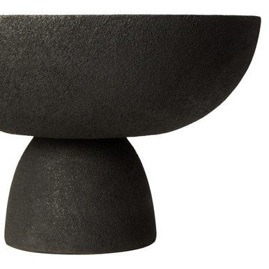 Deriva Large Textured Black Pedestal Bowl