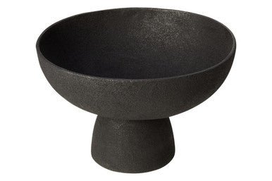 Deriva Large Textured Black Pedestal Bowl