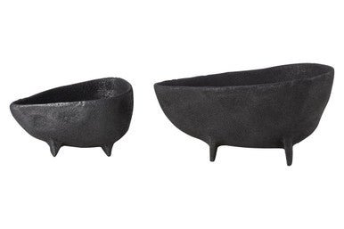 Deriva Set of Two Textured Black Bowls
