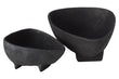 Deriva Set of Two Textured Black Bowls