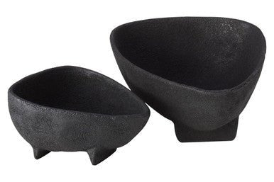 Deriva Set of Two Textured Black Bowls