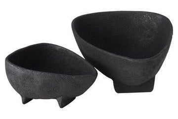 Deriva Set of Two Textured Black Bowls
