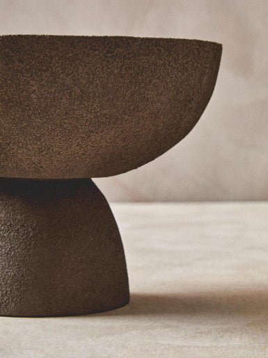 Deriva Small Textured Grey Pedestal Bowl