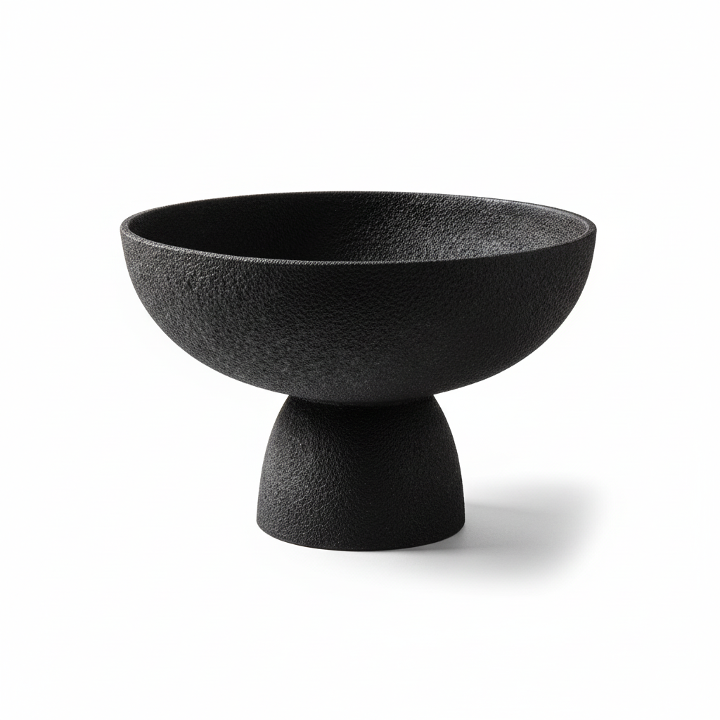 Deriva Large Textured Black Pedestal Bowl