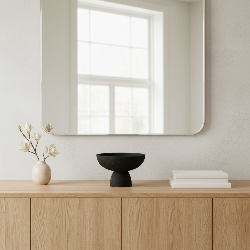 Deriva Large Textured Black Pedestal Bowl