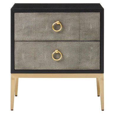 Deruta Two Drawer Grey Shagreen Effect Side Table