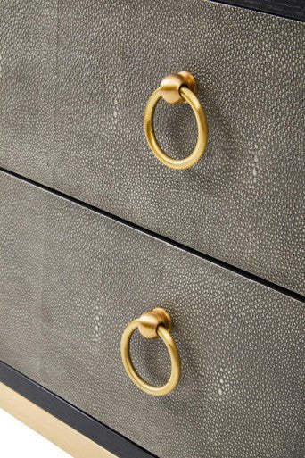 Deruta Two Drawer Grey Shagreen Effect Side Table