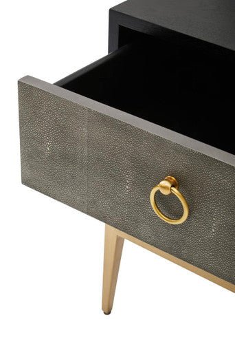 Deruta Two Drawer Grey Shagreen Effect Side Table