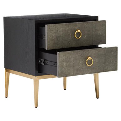 Deruta Two Drawer Grey Shagreen Effect Side Table
