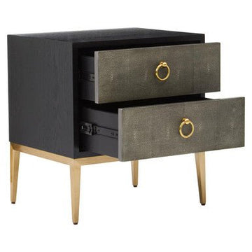 Deruta Two Drawer Grey Shagreen Effect Side Table